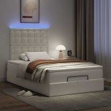 vidaXL Cadru de pat otoman cu saltea alb 120x190 cm piele artificială 3313841