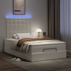 vidaXL Cadru de pat otoman cu saltea alb 120x190 cm piele artificială 3313841