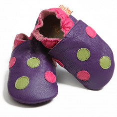 Pantofi cu talpa moale Liliputi Polka Dots Purple foto