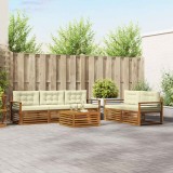 vidaXL Set de canapele de exterior cu pernă 6 pcs Natural și Crem 3373030
