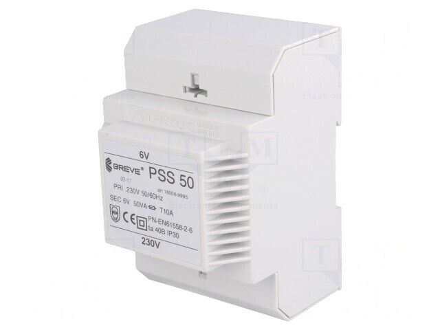 Transformator Alimentare 50VA 230V AC 6V Cu Termobandă și Cleme