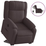 Cumpara ieftin Fotoliu electric rabatabil cu ridicare, maro inchis, textil