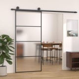 VidaXL Ușă glisantă, negru, 90x205 cm, sticlă ESG mată și aluminiu