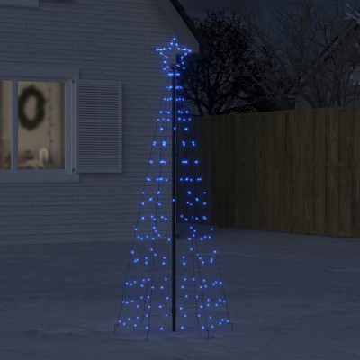 vidaXL Pom de Crăciun LED cu țepi 220 LED-uri Albastru 180 cm foto