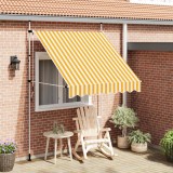 Copertină retractabilă manual, portocaliu și alb, 200cm, dungi