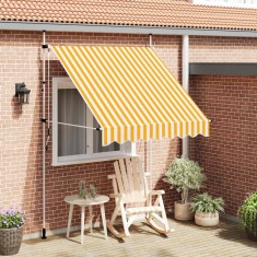vidaXL Copertină retractabilă manual, portocaliu și alb, 200cm, dungi