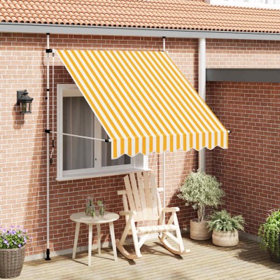 vidaXL Copertină retractabilă manual, portocaliu și alb, 200cm, dungi foto
