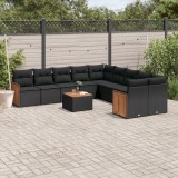 vidaXL Set canapele de grădină cu perne, 11 piese, negru, poliratan 3260438