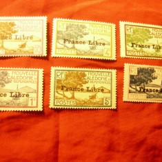 Serie Noua Caledonie 1941 supratipar France Libre ,6val.sarn. ,val.3 si10 fara g