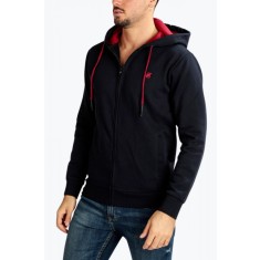 Hanorac barbati cu fermoar si imprimeu cu logo albastru, 2XL