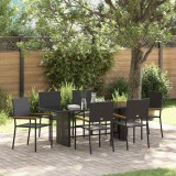 vidaXL Set de dining pentru grădină , 7 piese, Negru, Ratan sintetic.