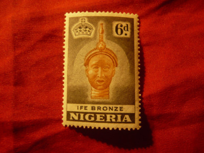 Timbru Nigeria 1953 - Statueta bronz , val. 6p foto