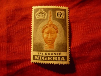 Timbru Nigeria 1953 - Statueta bronz , val. 6p foto