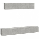 Cumpara ieftin Set dulap TV, 4 piese, gri beton, lemn prelucrat