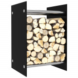 Cumpara ieftin Rastel lemne de foc, negru, 40 x 35 x 60 cm, sticlă