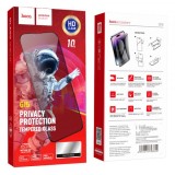 Folie de protectie Ecran Privacy HOCO G15 pentru Apple iPhone 14 / 13 Pro / 13, Sticla Securizata, Full Glue, Set 10 bucati, 5D