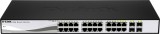 SWITCH PoE D-LINK Smart 24 porturi Gigabit (24 PoE) + 4 porturi combo SFP, IEEE 802.3af/at, carcasa metalica, rackabil, &quot;DGS-1210-24P&quot;(timbru verde 2