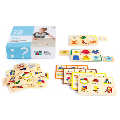 Joc educativ Bingo cu imagini Toys For Life, 15 x 10 cm, 36 carduri lemn, 3 ani+ foto