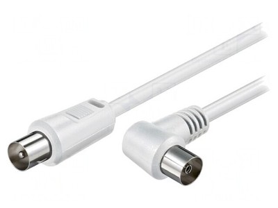 Cablu TV Coaxial 75&amp;Omega; 1,5m Alb Dublu Ecranat foto