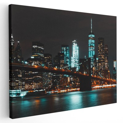 Tablou podul Brooklyn New York Tablou canvas pe panza CU RAMA 60x80 cm foto