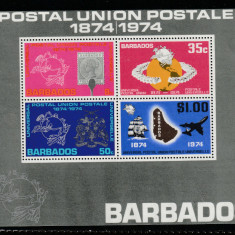 Barbados 1974-UPU,Centenar 1874-1974,colita dantelata,MNH,Mi.Bl.5