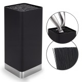 Cumpara ieftin Suport pentru cuțite universal Koken, material plastic dur fara BPA, baza patrata, usor de curatat, soft-touch, negru mat, 9.5x9.5x22 cm