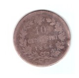 Moneda Italia 10 centesimi 1866 N, circulata, uzata
