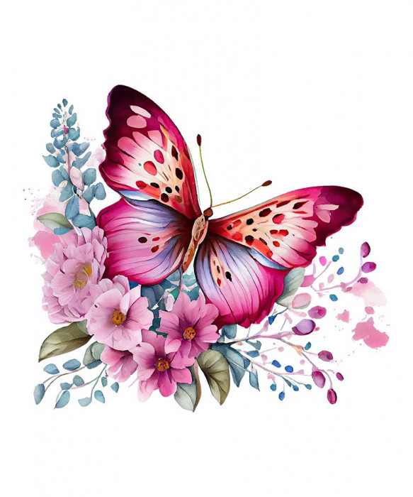 Sticker decorativ, Fluture, Roz, 69 cm, 1209STK-3