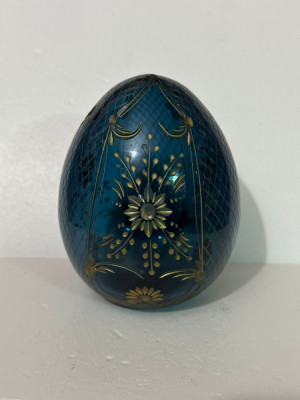 OU din CRYSTAL - MODERN FABERGE - Cobalt Blue &amp;amp; Gold Cut Imperial Easter Egg ! foto