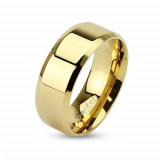 Verighetă din oțel auriu cu margini oblice, 8 mm - Marime inel: 70
