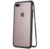 Husa iPhone 8 Plus Magnetic 360&deg; Neagra, Metalica, Rezistenta la Socuri, Carcasa Protectie Full Body