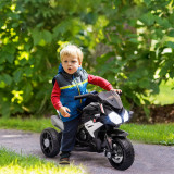 HOMCOM Motocicleta Electrica pentru Copii 3-6 ani Max. 25 kg cu Lumini, Muzica, Baterie 6V si Viteza 3km/h, Neagra, Negru