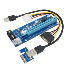 Riser PCI iUni V007, PCI-E 1X - 16X, cablu 6 pini, USB 3.0, mining BTC, ETH foto