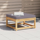 Taburet Gradina Gossi Lemn Acacia Masiv, cu Perna Gri Inchis 63x63x30 cm, Exterior, Design Modular