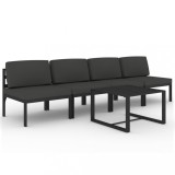 Set mobilier de gradina cu perne, 5 piese, antracit, aluminiu