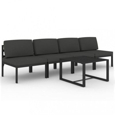 Set mobilier de gradina cu perne, 5 piese, antracit, aluminiu foto