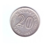 Moneda Malaezia 20 sen 1987, stare buna, curata