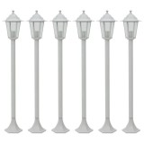 VidaXL St&acirc;lp iluminare grădină, 6 buc., alb, 110 cm, aluminiu, E27