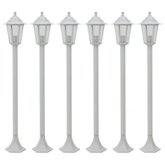 vidaXL Stalp iluminare gradina, 6 buc., alb, 110 cm, aluminiu, E27 foto