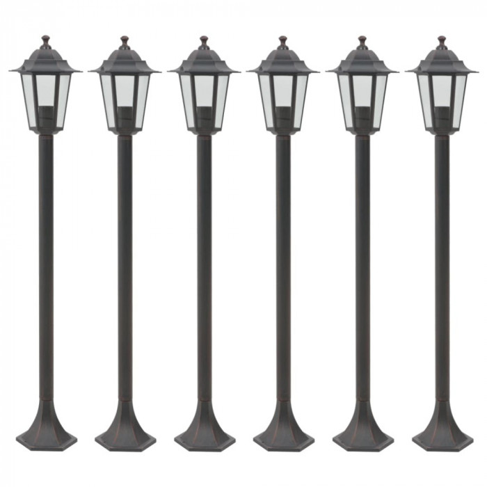 Gossi stalp iluminare gradina, 6 buc., bronz, 110 cm, aluminiu, e27