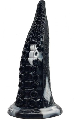 Dildo Kraken, Silicon Lichid, Negru/Alb, 23 cm foto
