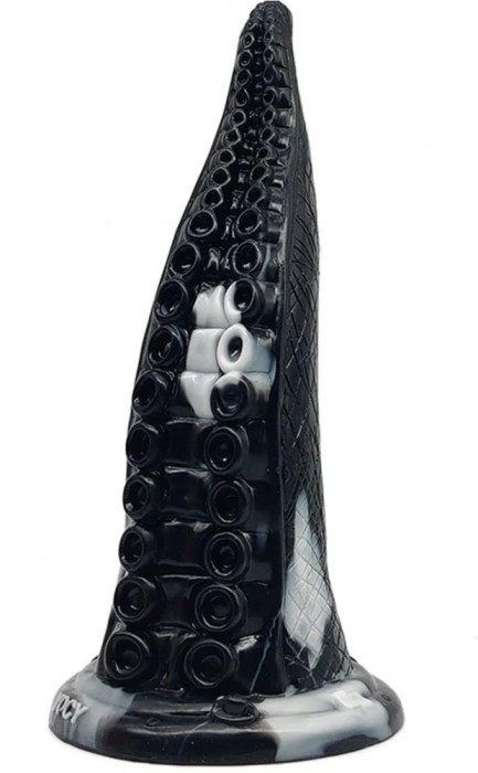 Dildo Kraken, Silicon Lichid, Negru/Alb, 23 cm