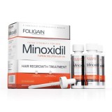 Solutie Foligain Minoxidil 5% tratament pentru cresterea parului si barbii, 3 flacoane + o pipeta