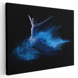 Tablou balerina dansand prin nor de pulbere albastru, negru 1606 Tablou canvas pe panza CU RAMA 30x40 cm