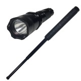 Set Autoaparare: Lanterna Electrosoc Police LED 1000KV + Baston Telescopic Otel 54cm, Acumulator, Negru, Ideallstore