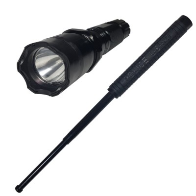 Lanterna cu electrosoc cu acumulator, LED, baston Police inclus foto