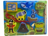 Joc de pescuit din lemn si magnet, snuruit, puzzle incastru pirati