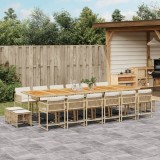 Cumpara ieftin Set mobilier de grădină cu perne, 17 piese, bej, poliratan