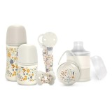 Suavinex Set de start WONDERLAND 6 piese, bej, Biberon, Suzete, Praf, BPA Free, Cadou Nou-Nascut