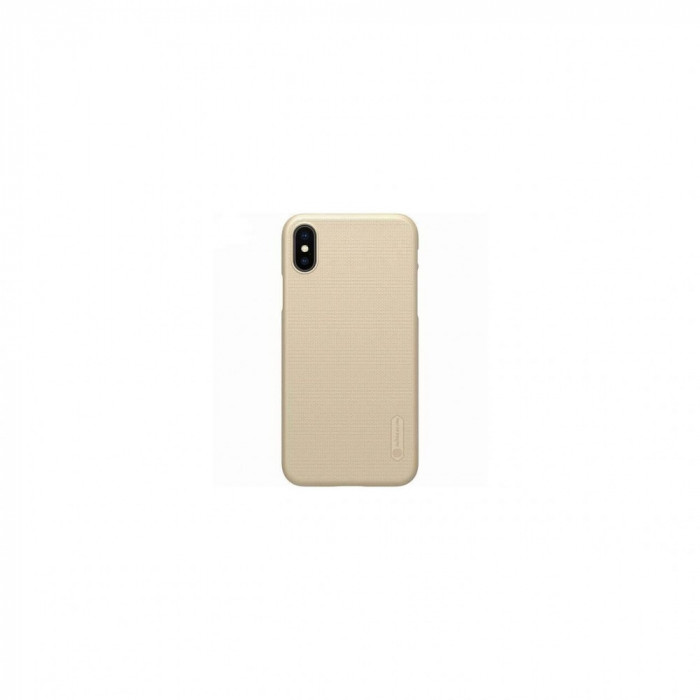 Husa Compatibila cu Iphone XS,Iphone X + Folie Protectie-Nillkin Frosted Shield Auriu